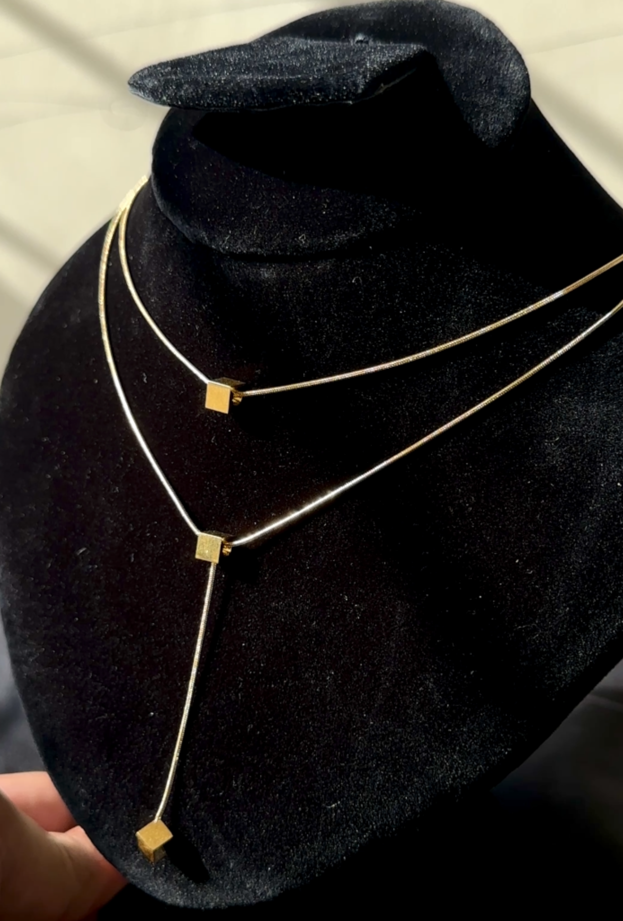 Cubic Double Chain Pendent Necklace